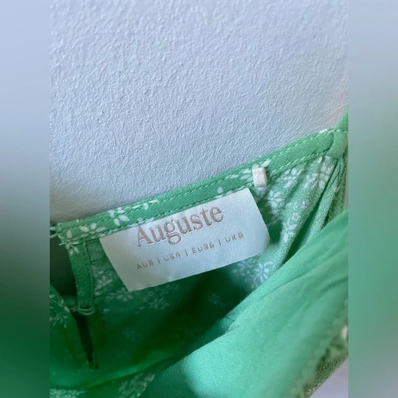 Auguste  The Label Floral Green and White Maeve Davis Mini Dress Size 4 - Picture 5 of 9